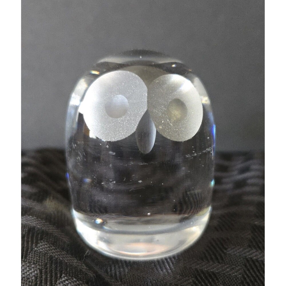 Vintage Hadeland Norway Lead Crystal Glass Owl Modern Art Figurine Paperweight